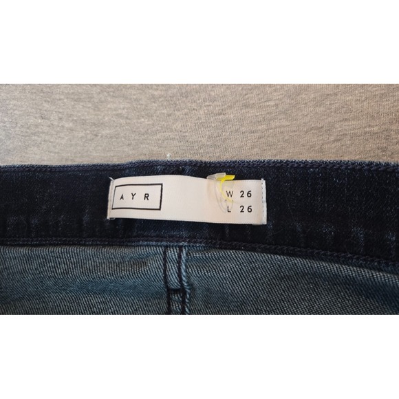 AYR The Riser Jeans Womens Size 26 Blue Dark Wash Raw Hem Stretch‎ Denim Fray - Picture 3 of 11